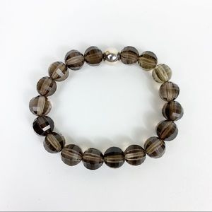 Faceted Smoky Quartz Bead Stretch Bracelet
